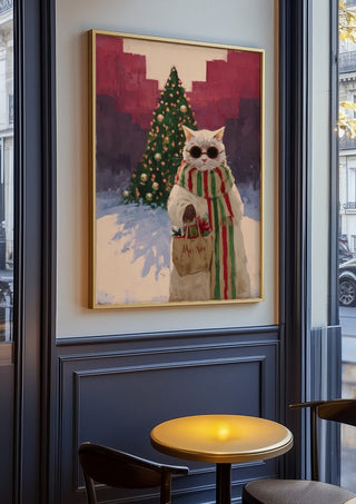 White Cat Christmas Shopping
