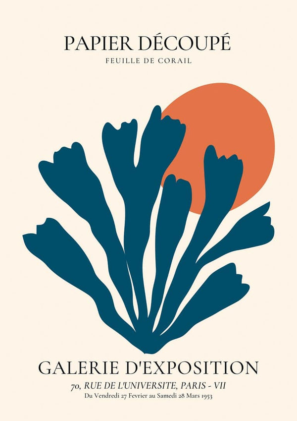 Blue Coral Decoupe Poster