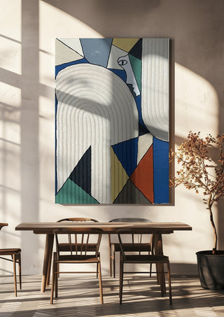 Ossacip by Art Guveau hanging above a wooden dining table in warm sunlight