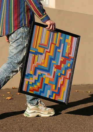 Up the steps by Gerard Ceulemans carried in a black frame along a sunny street