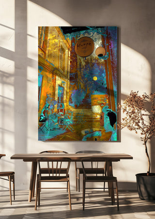 Mikro Cafe by Pelecan Schneider hanging above a wooden dining table in warm sunlight