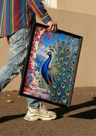 Azure Majesty by RA carried in a black frame along a sunny street