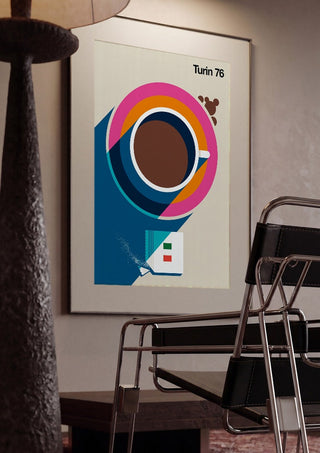 Turin 76 by Bo Lundberg framed in a dim room beside a tubular steel chair