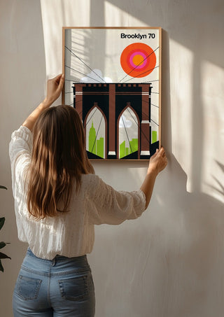 Brooklyn 70 by Bo Lundberg being hung on a sunlit wall
