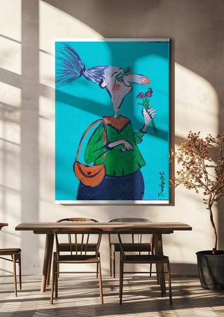 Mit spitzer Nase und weichem Kern by Trude hanging above a wooden dining table in warm sunlight