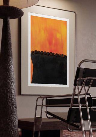 Das Licht in dir by Sophie Schillen framed in a dim room beside a tubular steel chair