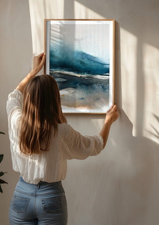 Imposed memories by Tania Zubareva being hung on a sunlit wall