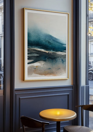 Imposed memories by Tania Zubareva in an oak frame on a panelled cafe wall