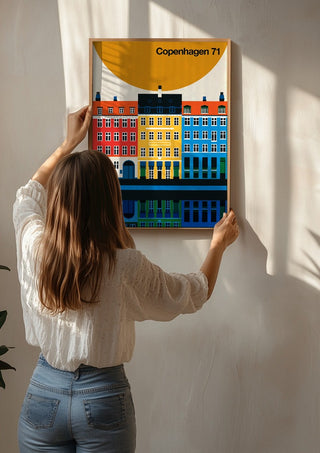 Copenhagen 71 by Bo Lundberg being hung on a sunlit wall
