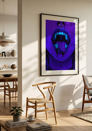 I dont bite. Much. by Melancholy Machinations in a black frame in a bright dining room with wooden chairs