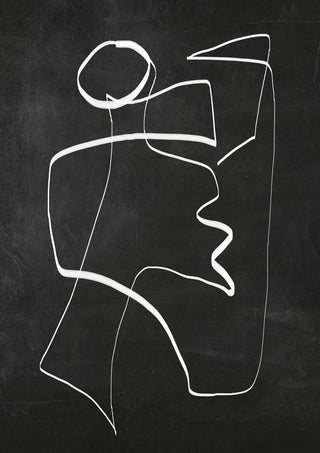 Form in Motion by ThingDesign - a single white line figure on a chalky black ground