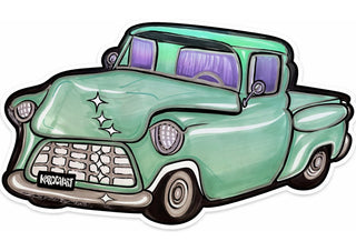 Pickup Truck Chevrolet by KaroGaiaArt - a mint green 1950s Chevrolet pickup in bold black outline