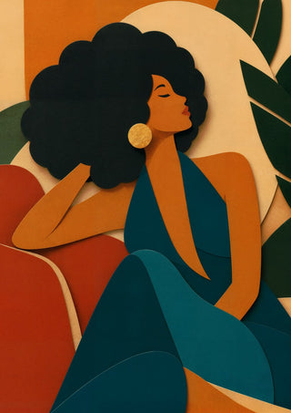 Modern Muse by ArtySjak - a woman in a teal dress with a gold disc earring