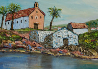 Chapel by the Water by PaKart - a pale chapel and stone houses reflected in still water