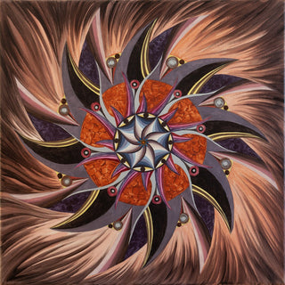 WarriorPower by Eledina - a blade-petalled mandala in copper, crimson and grey