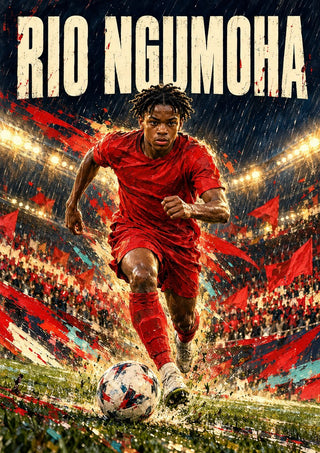 Rio Ngumoha by Danii Steinfeldt - Rio Ngumoha running at the ball in red through rain