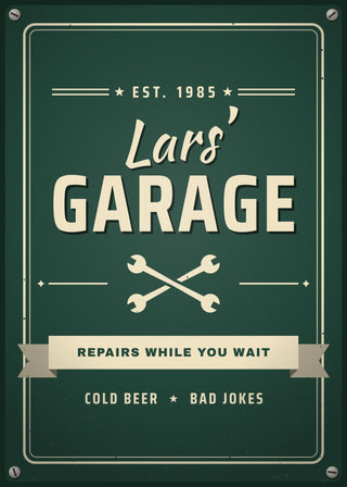 Dad's Garage personalised vintage sign poster – Green & Cream