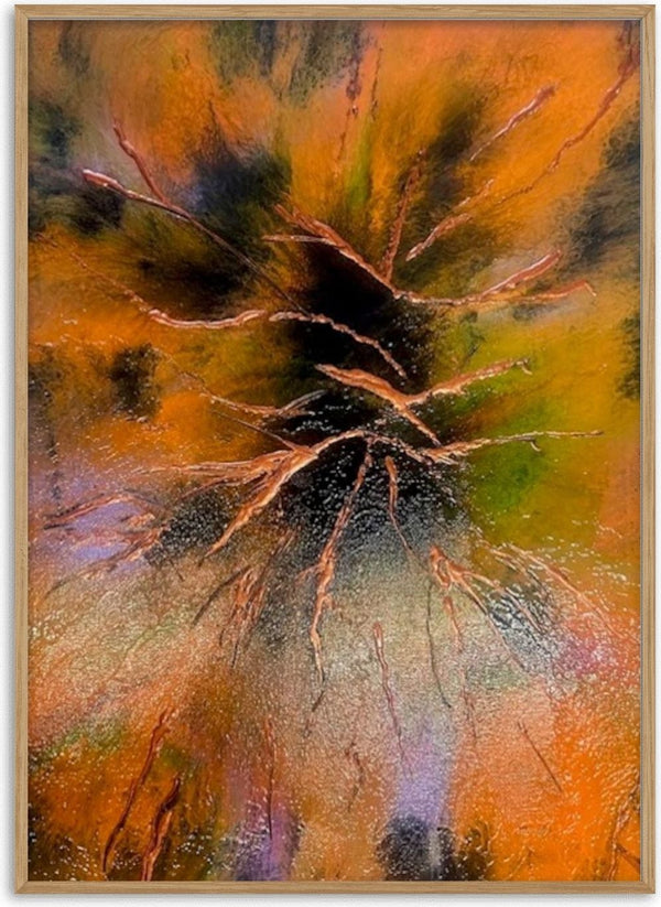 Copper Branches by Da Winters - copper lines branching from a dark centre on burnt orange and black