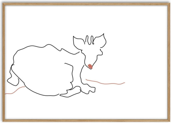 Resting Cat by Eva Hartman - a cat drawn in one unbroken pen line on white