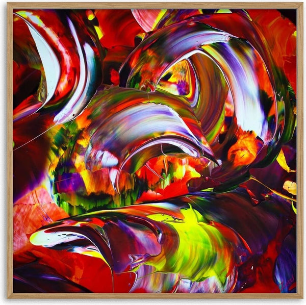 Abstract in perfection by Walter Zettl - sweeping glossy curves of red, violet, white and lime green paint