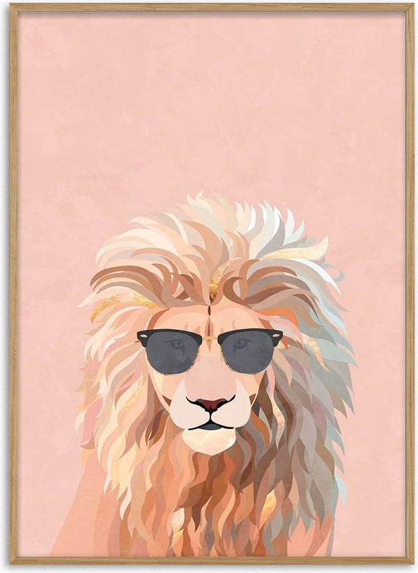 Stylized illustration of a lion with sunglasses, representing the Cool Cat Lion product.
