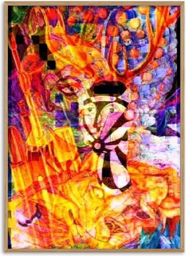 Diana by Carlos Enrique Gozalo Ara - a blaze of orange and magenta with a pale face at the centre