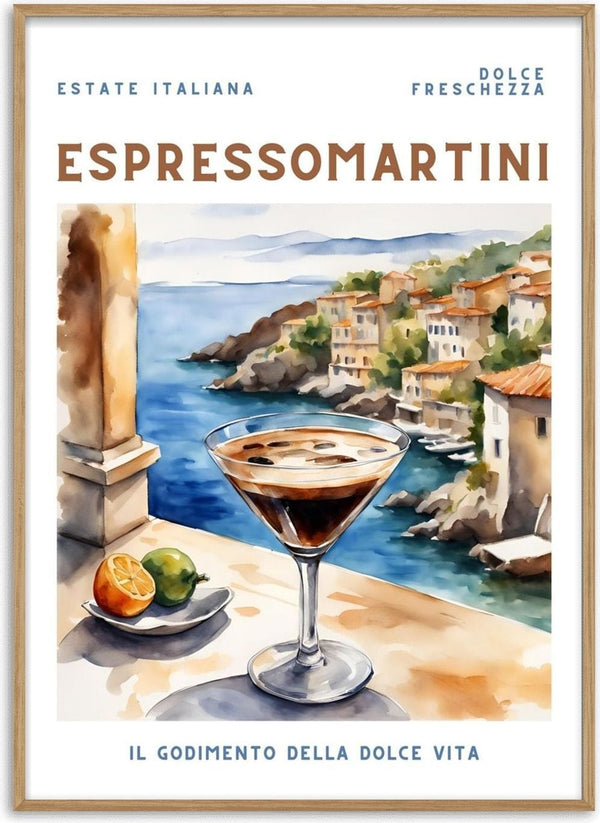 Dolce Freschezza - Espresso Martini by Ohkimiko - an espresso martini above an Italian coastline
