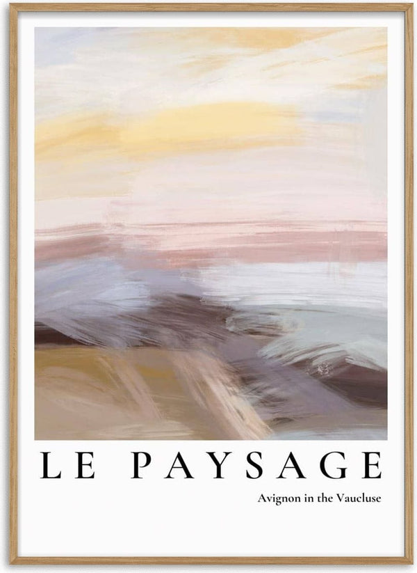 Abstract landscape painting in soft pastel colors, representing Avignon in the Vaucluse.