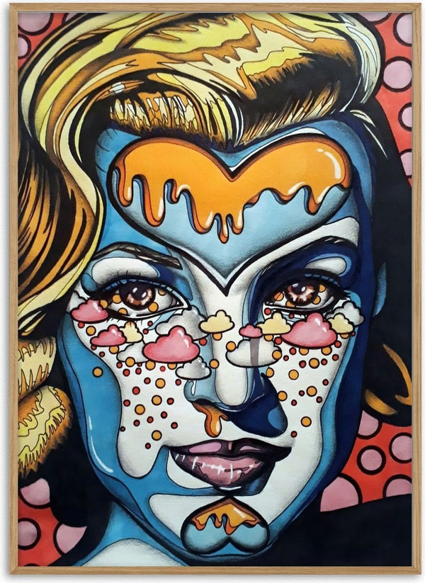 Marylin Monroe by Okiana - Marilyn Monroe in blue and cream with an orange drip