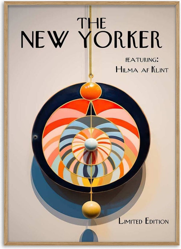 The New Yorker cover with Hilma Af Klint-inspired abstract art in vibrant geometric shapes, limited edition.