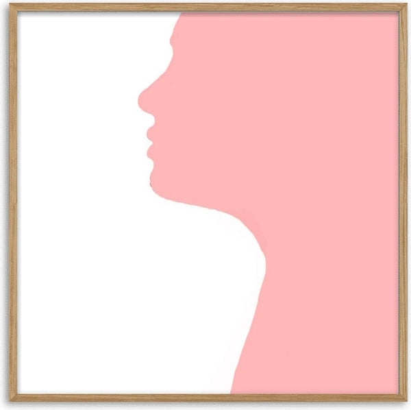 Pure by Tonia - a woman's profile cut as one flat pale pink shape against white