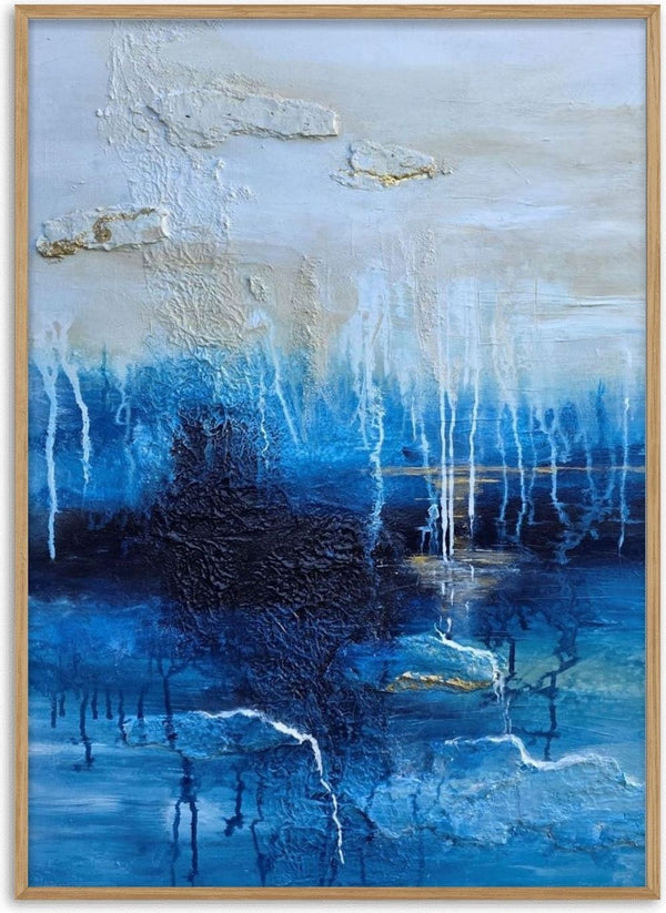 Rising Light by Sabine Halbrock - bands of blue under a pale grey crust with white trails