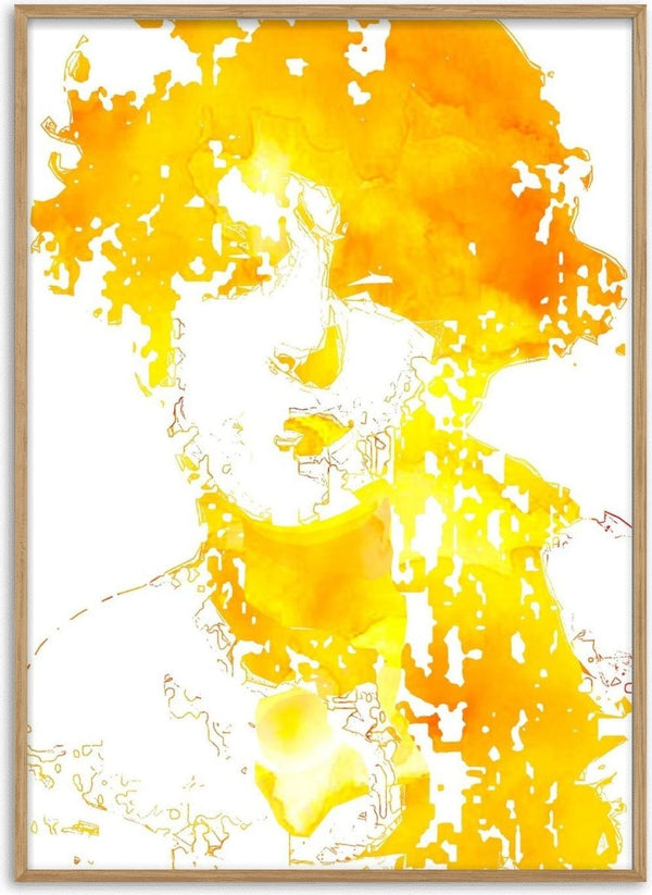 Sunshine by Bent Hardervig - a face dissolving into flat yellow and orange washes on white