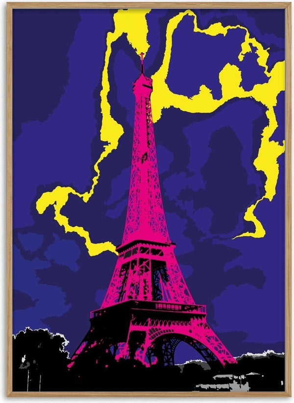 The Tower by Massimo Frascogna - the Eiffel Tower in hot pink against a deep blue sky