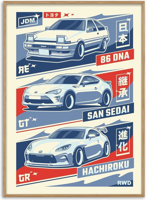 Toyota 86 Trilogy by Kaminarirace - the AE86, GT86 and GR86 stacked one above the other