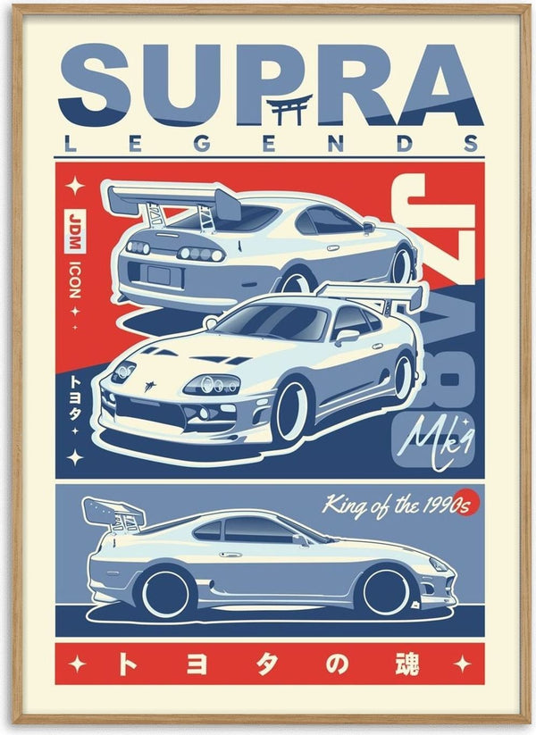 Toyota Supra MK4 by Kaminarirace - three views of the MK4 Supra on red and cream panels