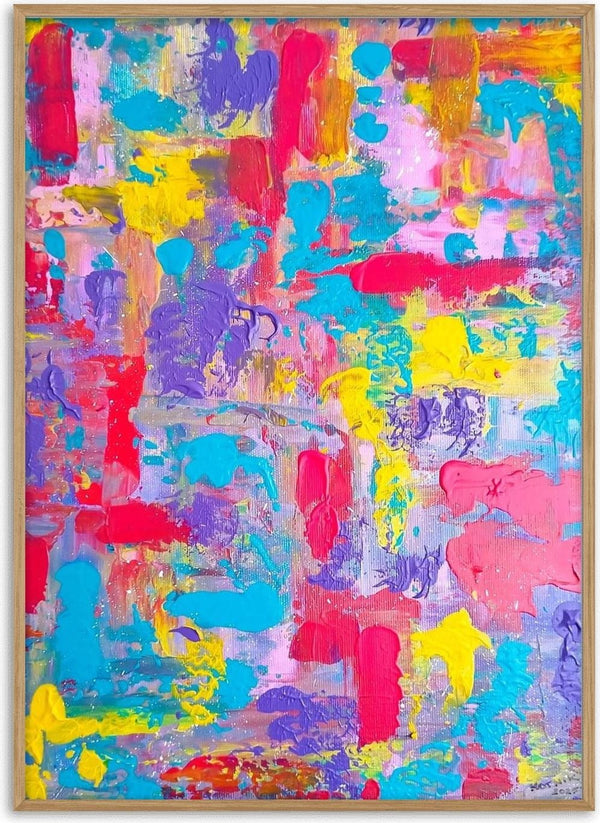 Vibrant Swirl by Igor Kotnik Art - thick strokes of hot pink, turquoise, yellow and violet