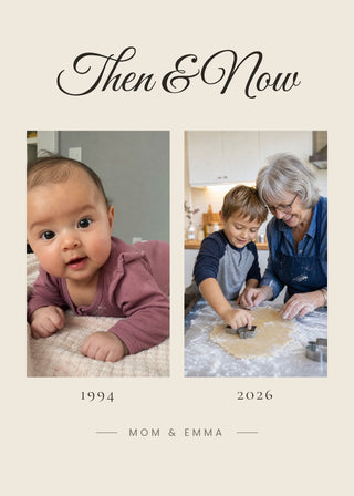 Then & Now personalised photo poster – Beige
