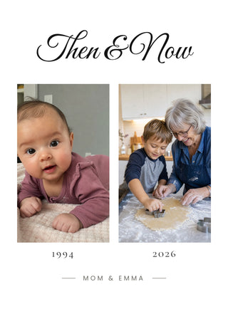 Then & Now personalised photo poster – White
